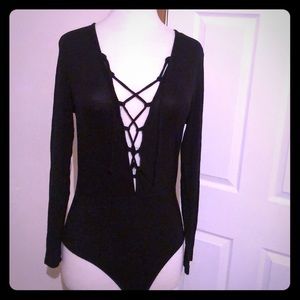 Long sleeve tie bodysuit